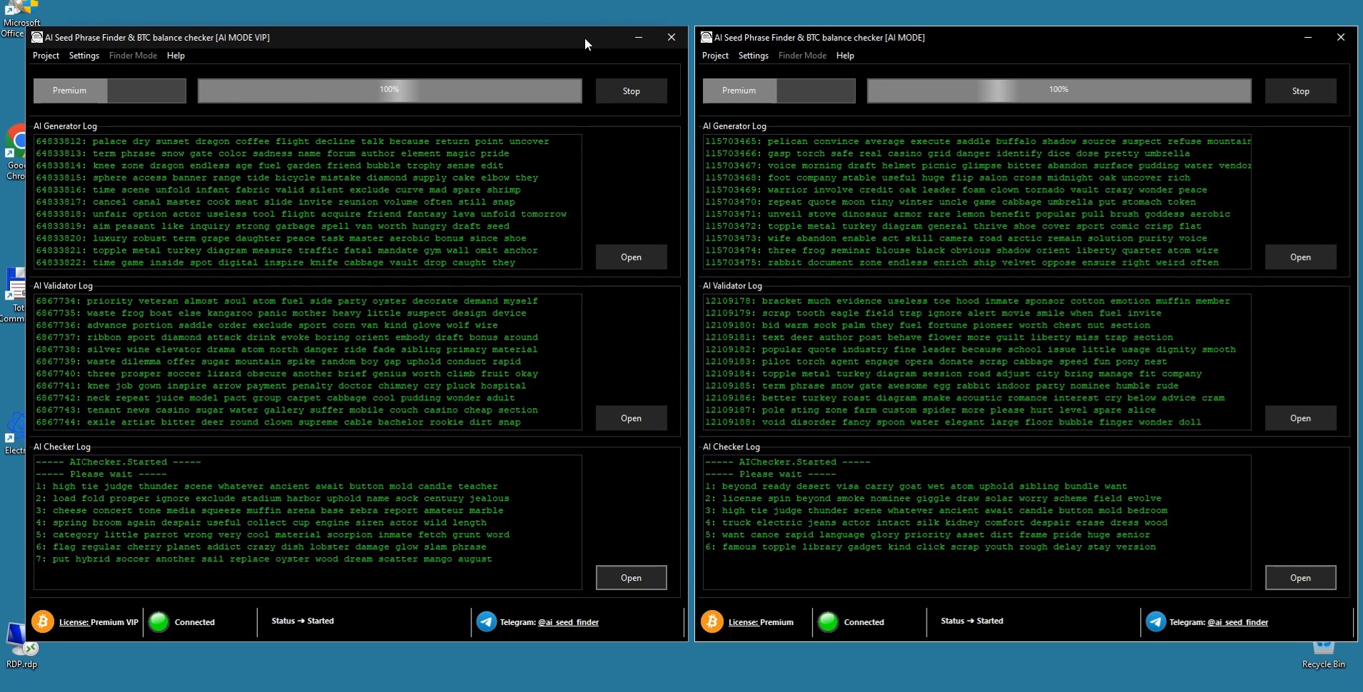 Full demo of AI Bitcoin Recovery software in action, showcasing its advanced features for recovering lost Bitcoin wallets using AI-generated seed phrases